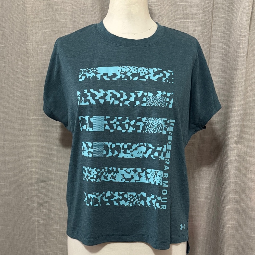 Under Armour Oversized Boxy Fit Athletic Short Sleeve Tee-S-Teal-Split Hem-GUC